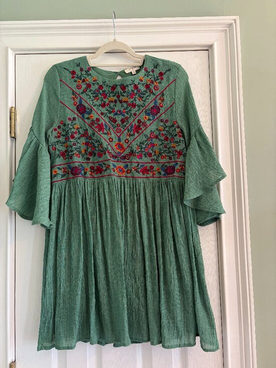 Umgee Dresses & Skirts - Umgee Medium Green Embroidered Mini Dress